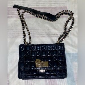 Black Quilted Chain Shoulder Bag. Steve Madden